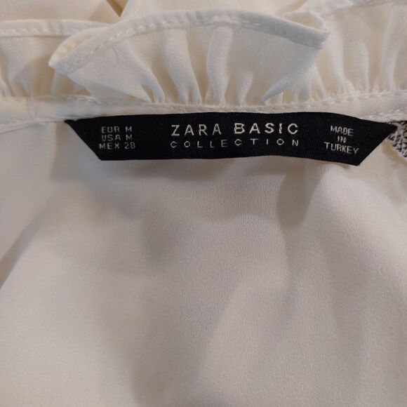 𝅺*nwt* Zara Contrast Blouse lace ruffle sleeve - Picture 10 of 10